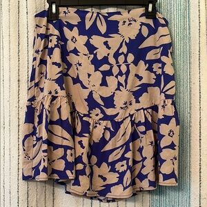 GB Girls Floral Modern Navy Blue and Tan Ruffle Mini Skirt
